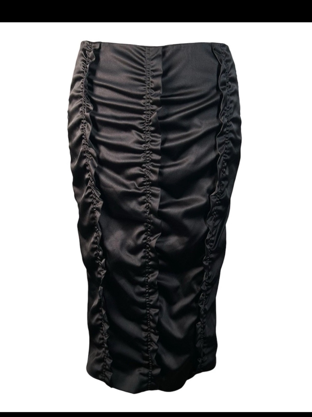 Vintage Mandalay Black Satin Ruched Mini Skirt 🖤 Size 4 Y2K Glam⁠